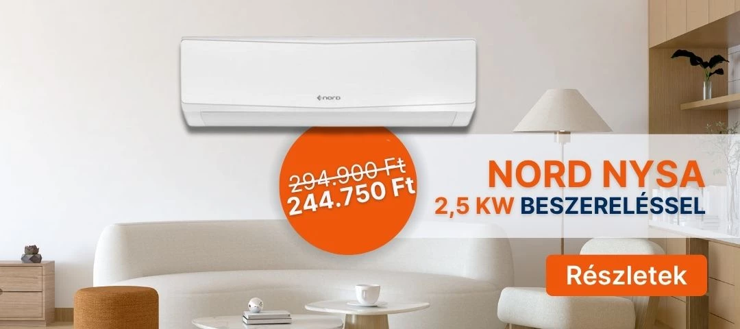 Nord Nysa 2,5 kW klíma beszereléssel csak 244.750 Ft