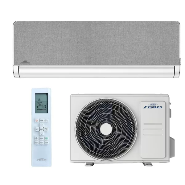 Fisher Art oldalfali inverteres monosplit klíma szett 3,5 kW Fehér - Ezüstszürke textil cserélhető előlappal ( FSAIF-Art-124AE3-W-GR/FSOAIF-Art-124AE3)