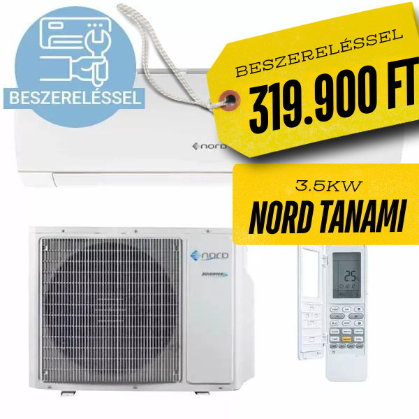 Nord Tanami NWH12AFCXB Inverteres Oldalfali Split Klíma 3.5 kW BESZERELÉSSEL